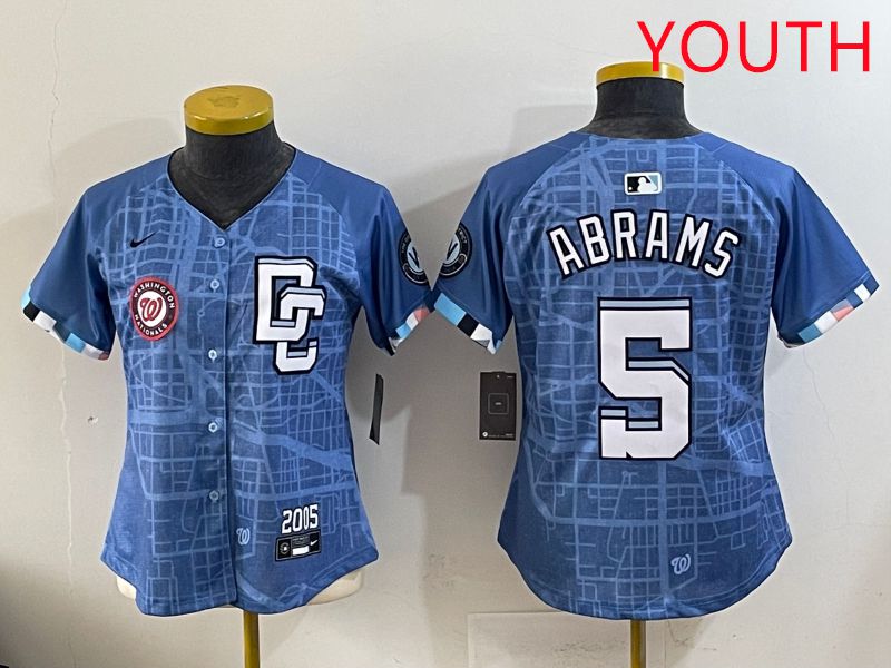 Youth Washington Nationals 5 Abrams Joint Name 2025 Nike MLB Jersey style 6